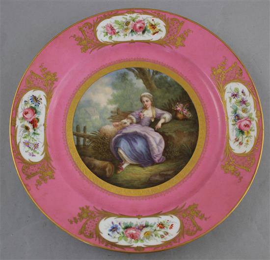 A pair of Sevres porcelain plates, late 19th century, 24cm